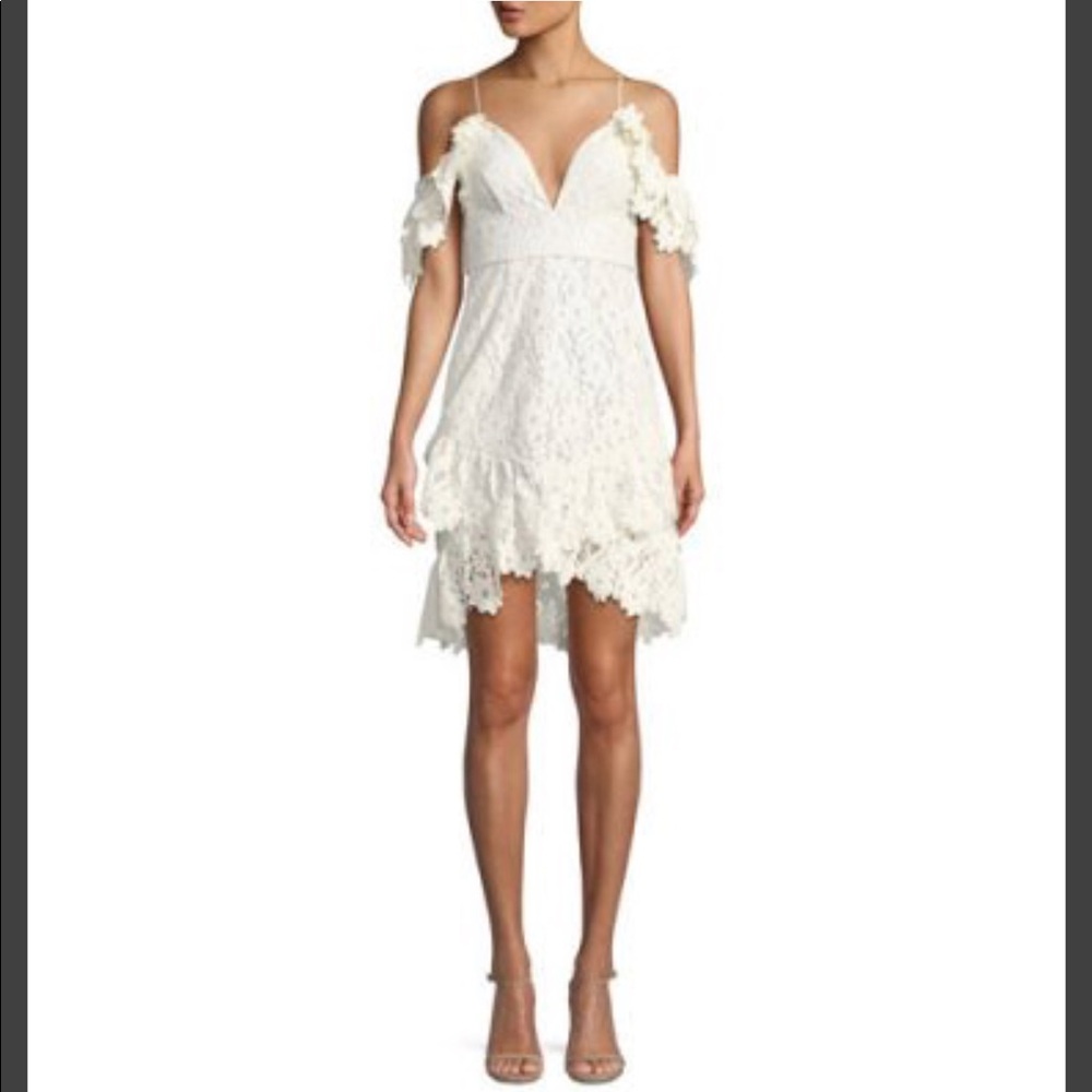 Saylor Dana Painted Lace Cold-Shoulder Wedding